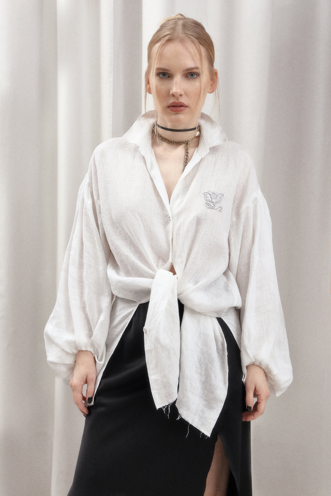 Linen Shirt-Tunic IRIS  WHITE