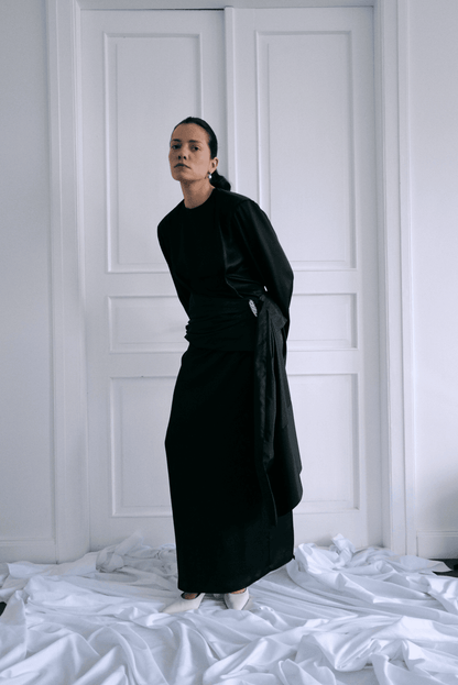 Silk Maxi Dress DALIDA in Black