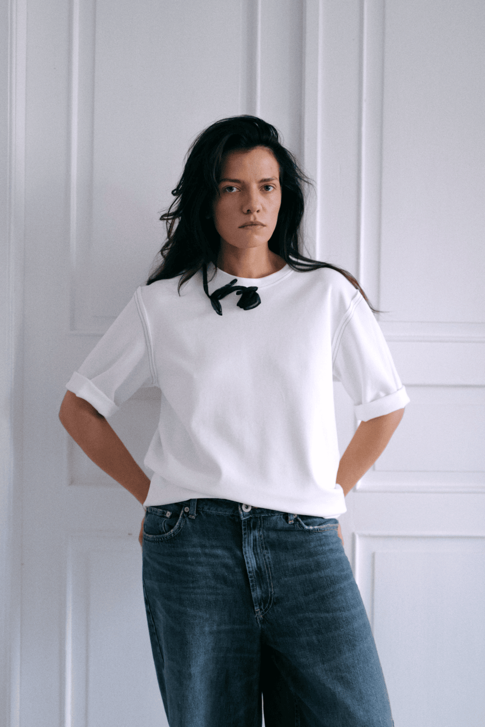 Organic Cotton T-shirt With a Decorative Organza Rose