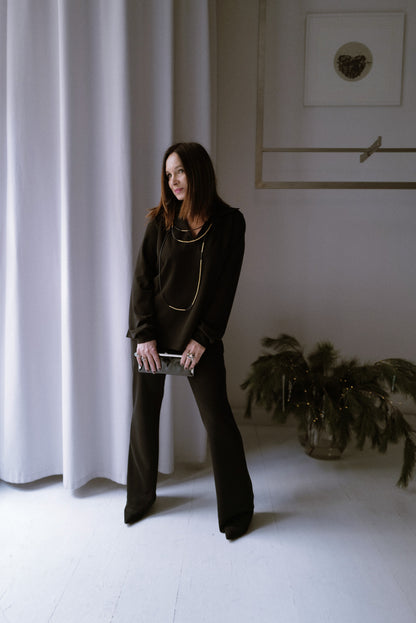 Suede-Touch Cupro POLO TOP  NY collection