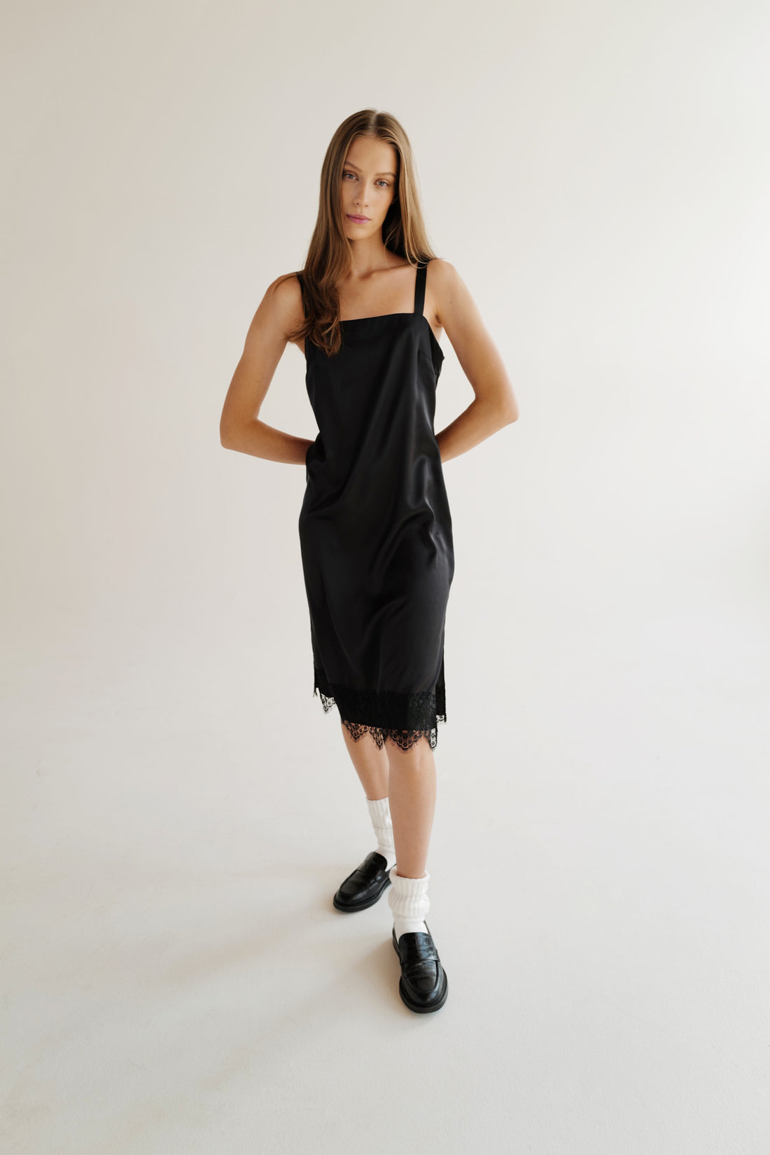 Silk Atlas Stretch Slip Dress (Last item)