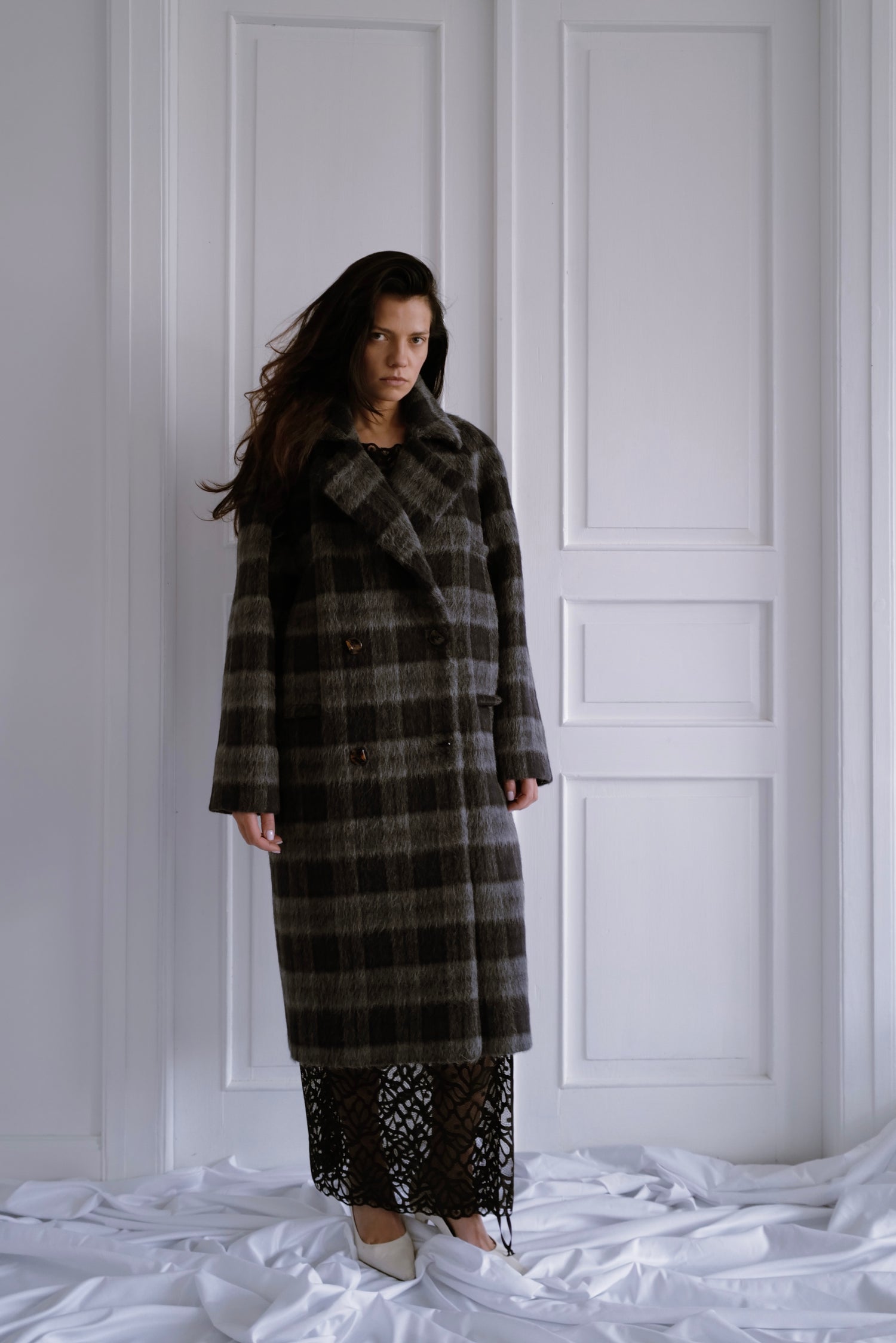 Liama Fluffy Double Breasted Plaid  Coat AW25