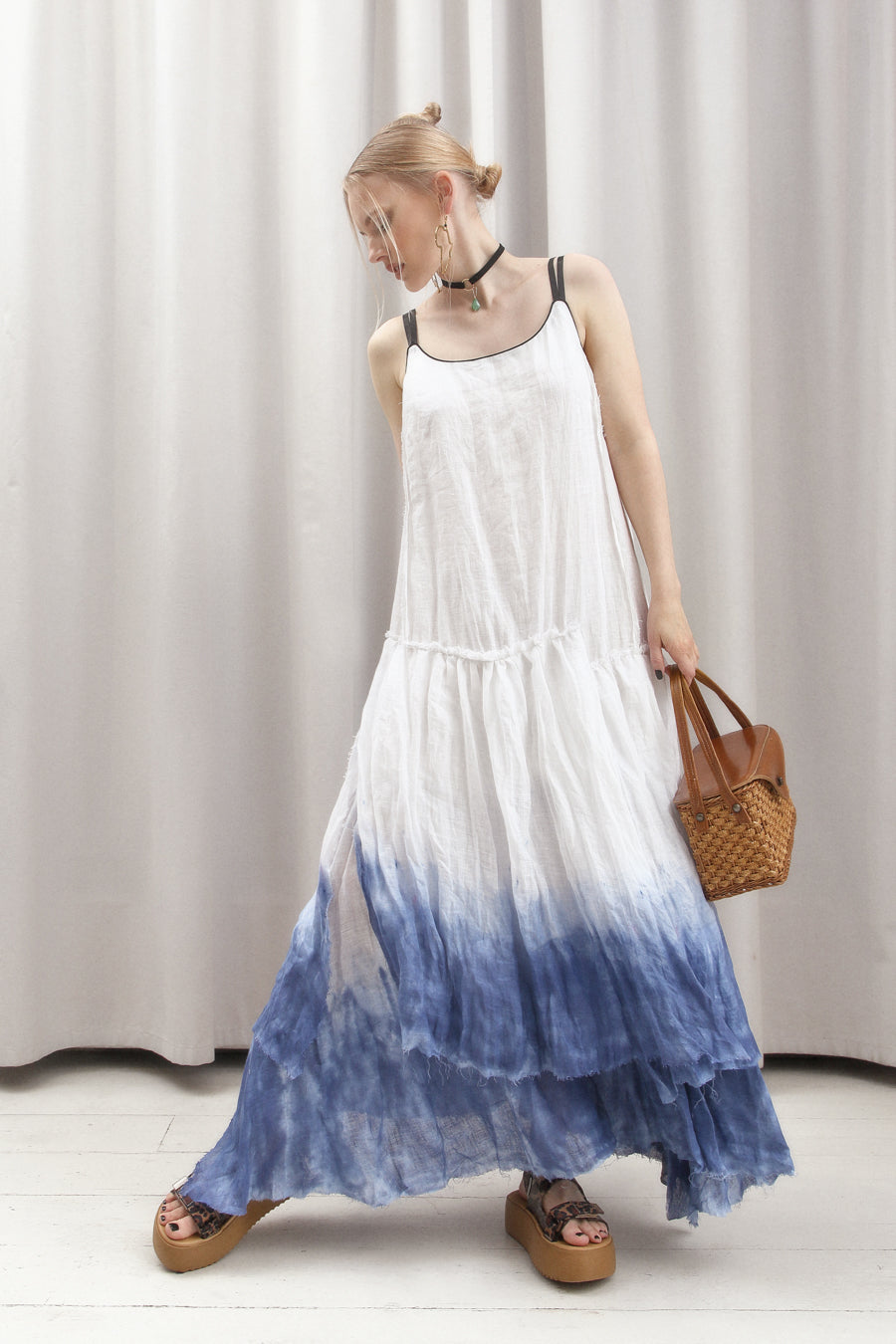 LINEN SOFT WASHED  BATIK SUNDRESS PAMELA BACK TO STOCK