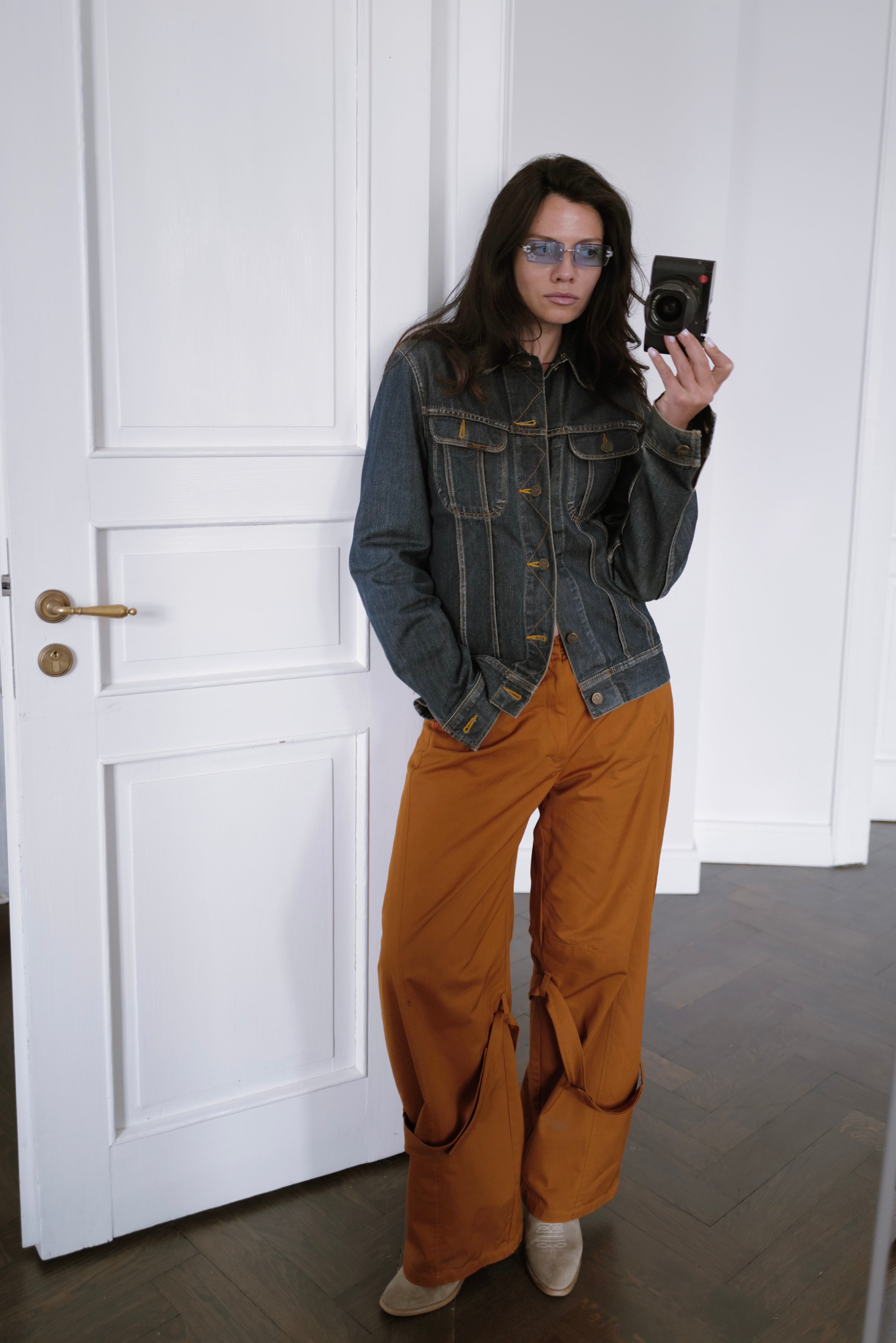Cotton Gabardine CARGO Trousers with Tie details at the Hem