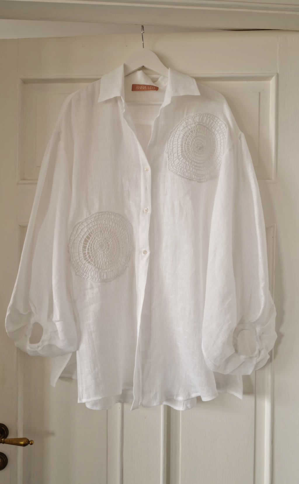 Linen Transparent Shirt -Tunic with Hand Made Embroidery