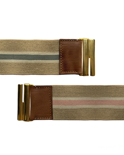 WIDE STRETCHY BELT WITH LEATHER DETAIL