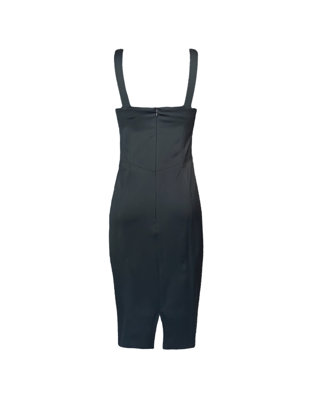 BLACK ATLAS VISCOSE COCKTAIL DRESS WITH CORSET DETAIL AW23/24