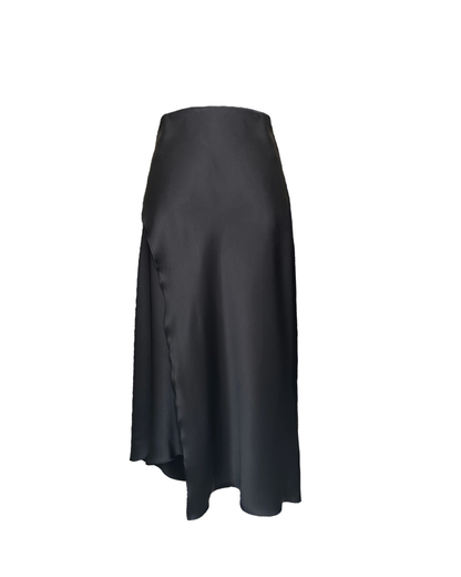 SILK MIDI SKIRT MANHATTAN IN BLACK SS/23