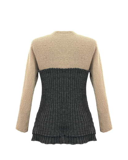 GREY TOP WITH BEIGE LONG SLEEVES (Last item)