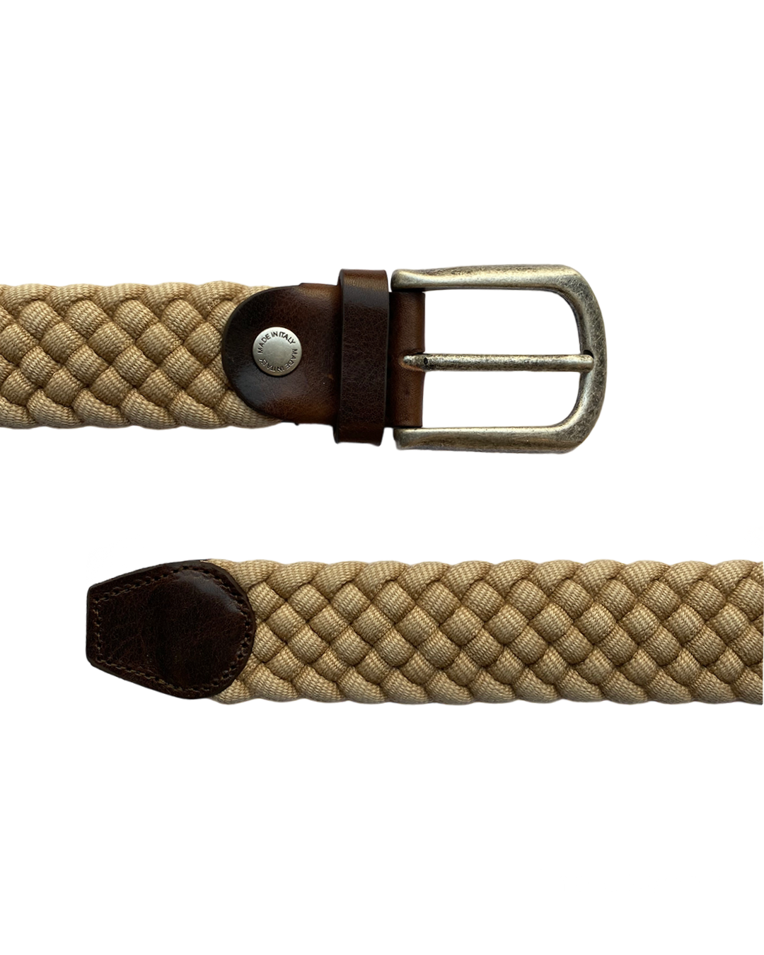 BRAIDED ROPE BELT IN NATURAL SAND COLOUR