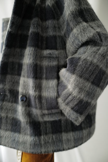 Liama Fluffy Double Breasted  Plaid Half Coat AW25