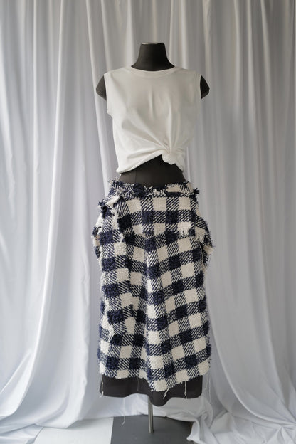 Multi-Layered Gingham Tweed  Skirt Featuring a Removable Peplum AW25
