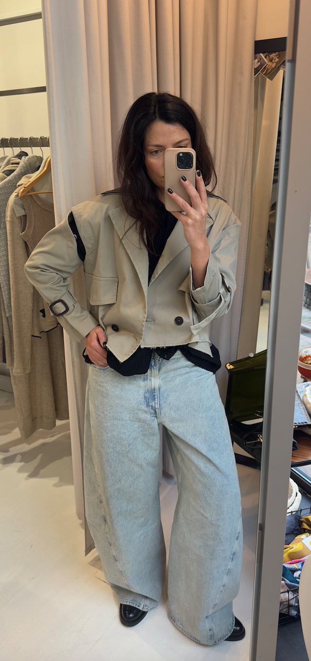 Cotton Gabardine Crop Trench-Cape SARA (Back to stock )