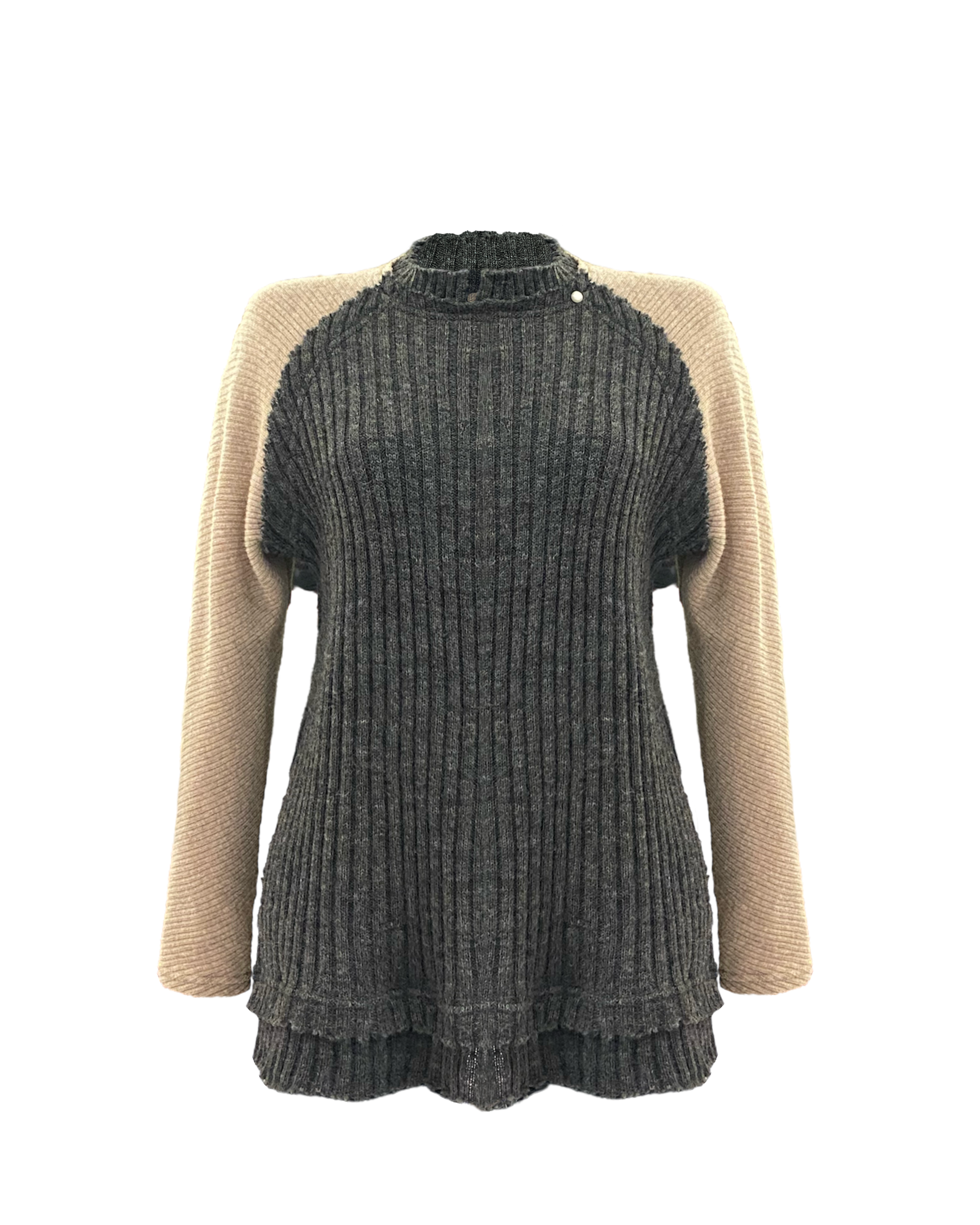 GREY TOP WITH BEIGE LONG SLEEVES AW23/24