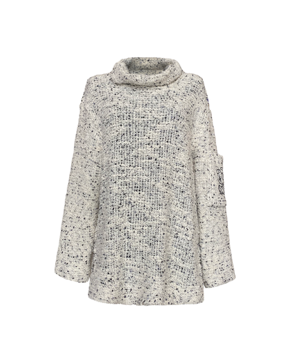 BLACK AND WHITE BOUCLE JUMPER WITH POCKET AW23/24