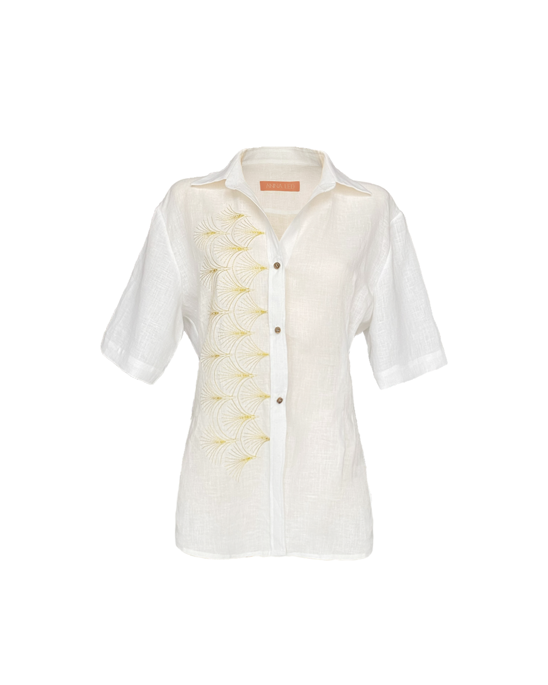 WHITE LINEN ART-DECO SHIRT SS24