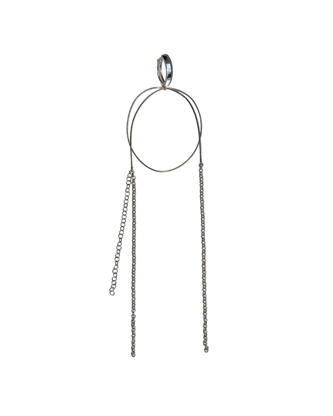 SILVER FILLED CHAIN MONO EARRING