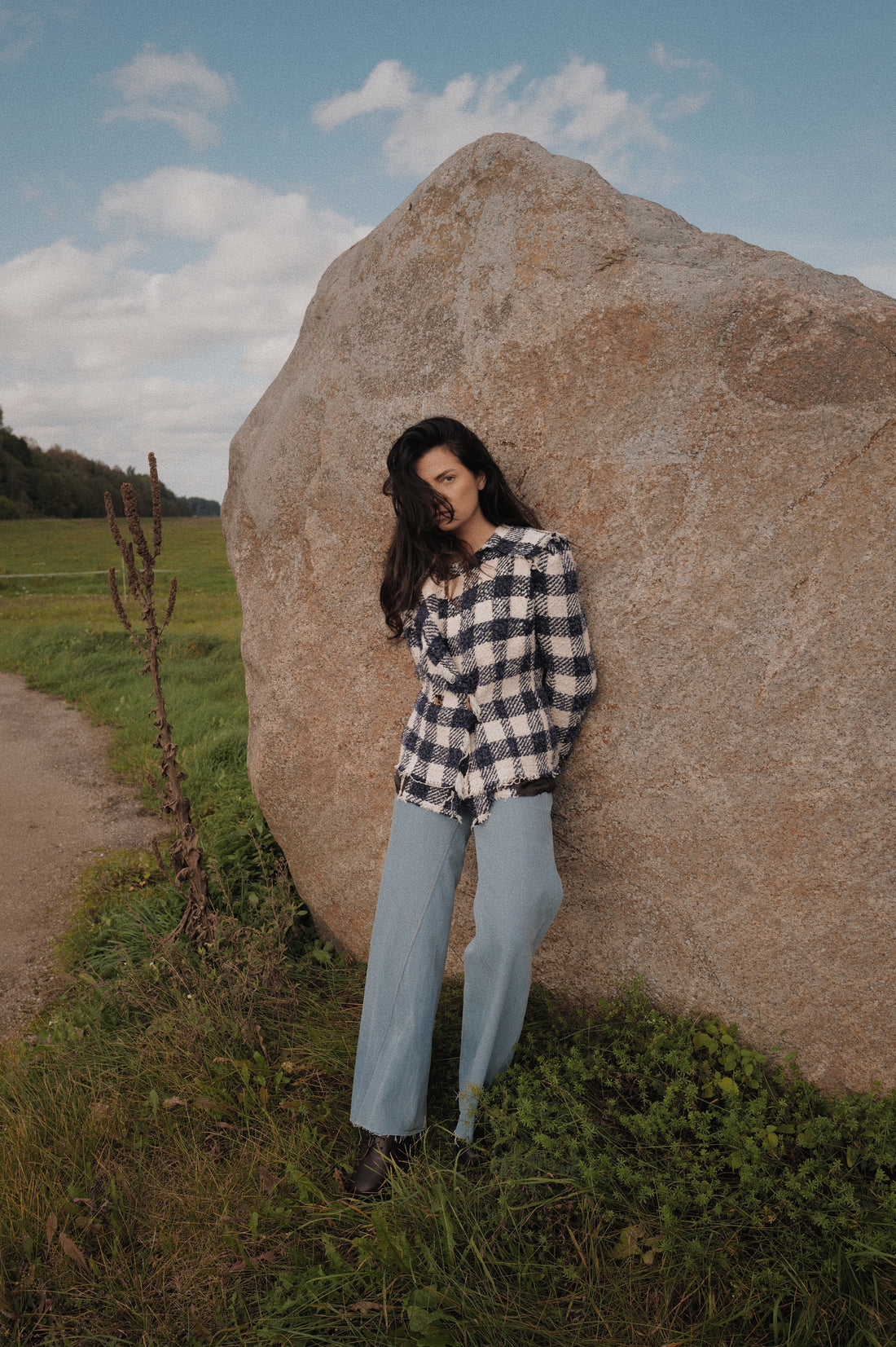 Gingham Tweed Tailored Jacket