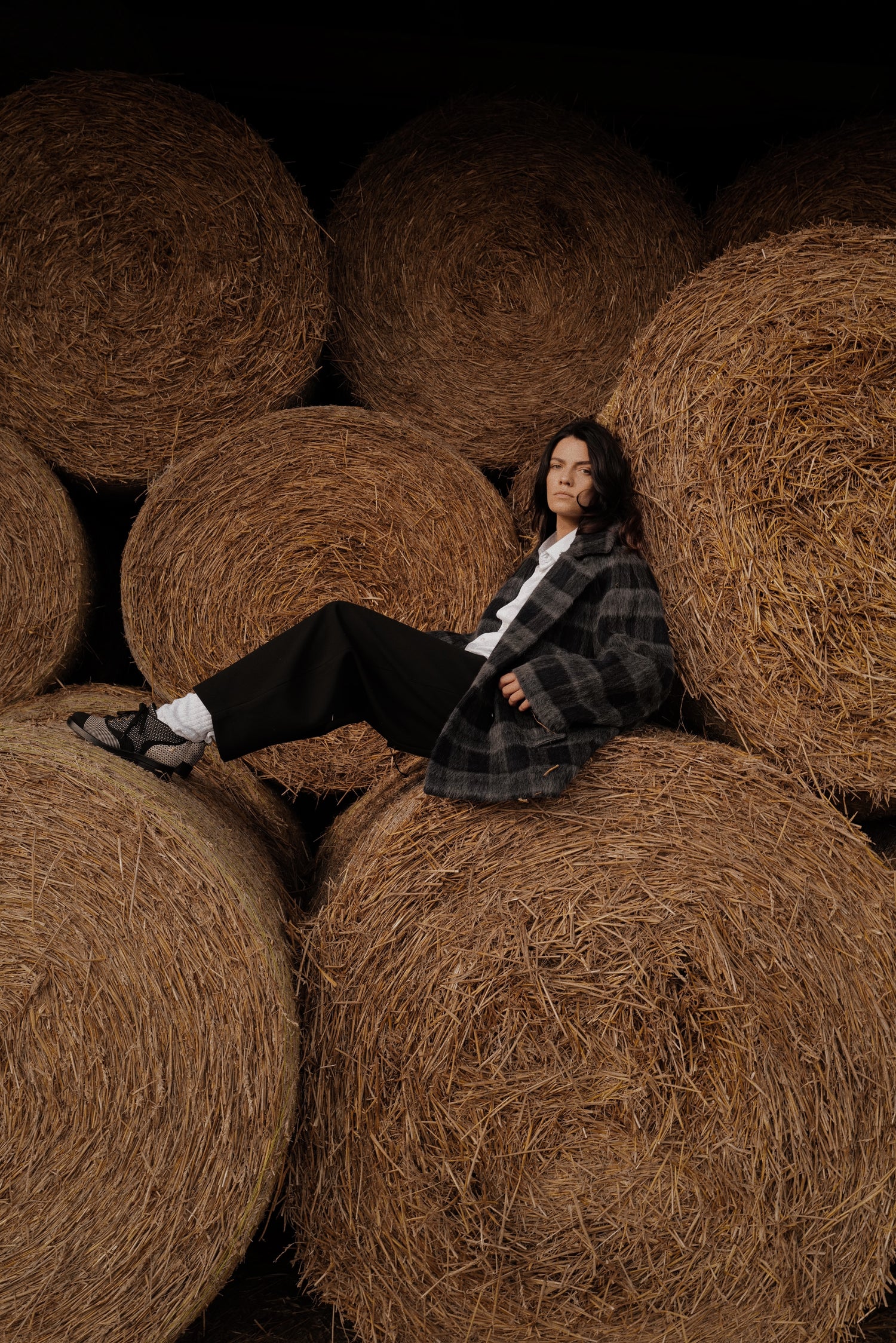 Liama Fluffy Double Breasted  Plaid Half Coat AW25