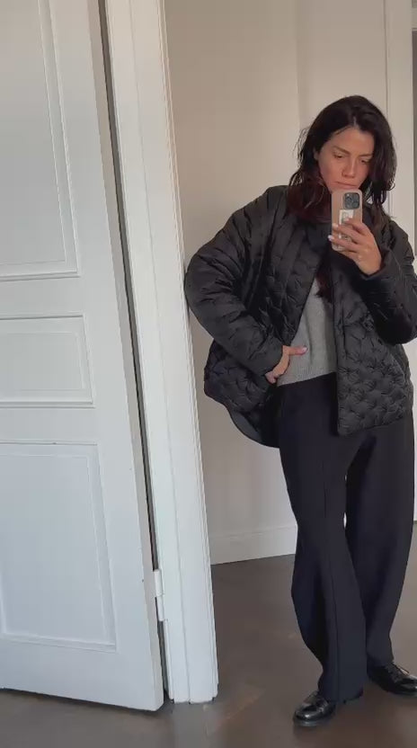 Quilted Jacket with a tweed collar