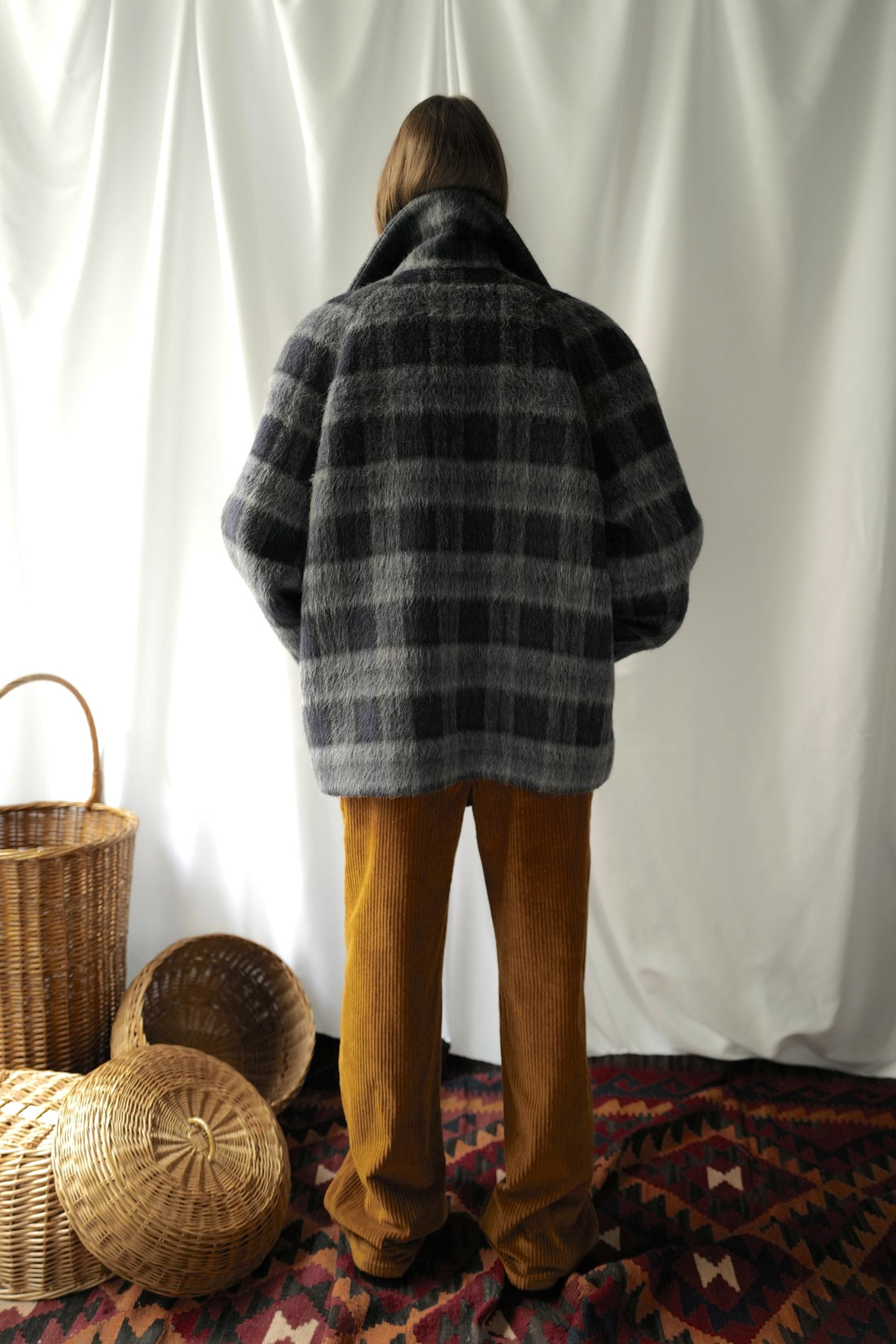 Liama Fluffy Double Breasted  Plaid Half Coat AW25