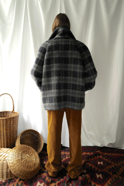 Liama Fluffy Double Breasted  Plaid Half Coat AW25