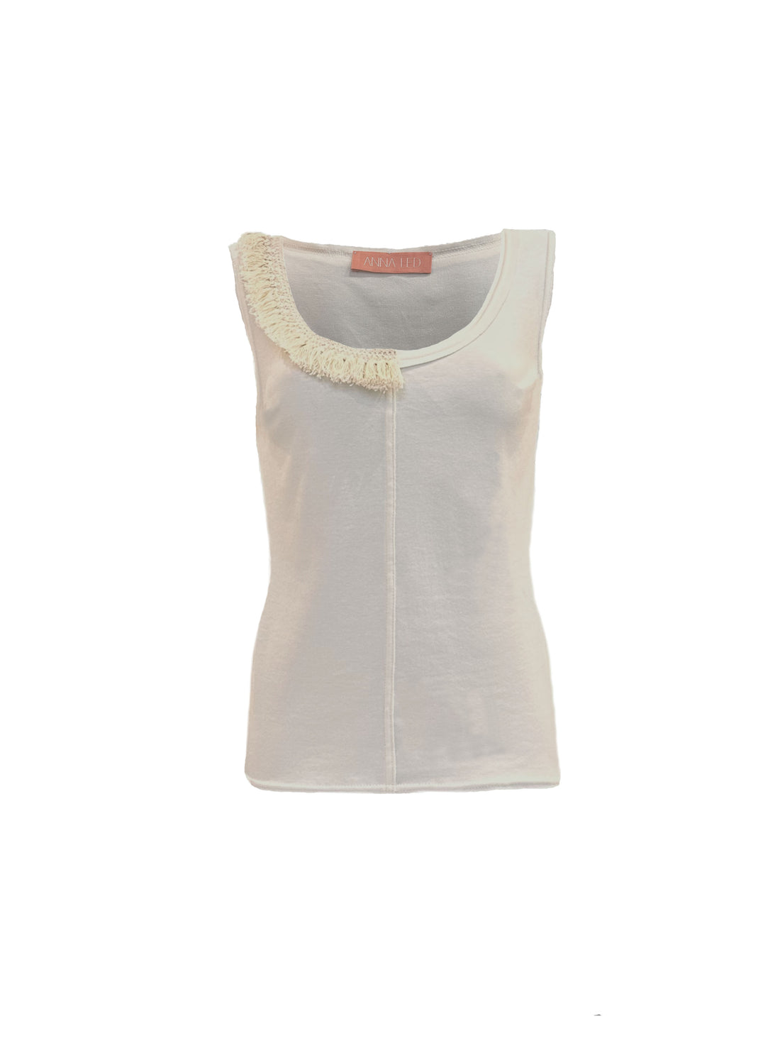 WHITE TANK TOP WITH FRINGE DETAIL AW23/24